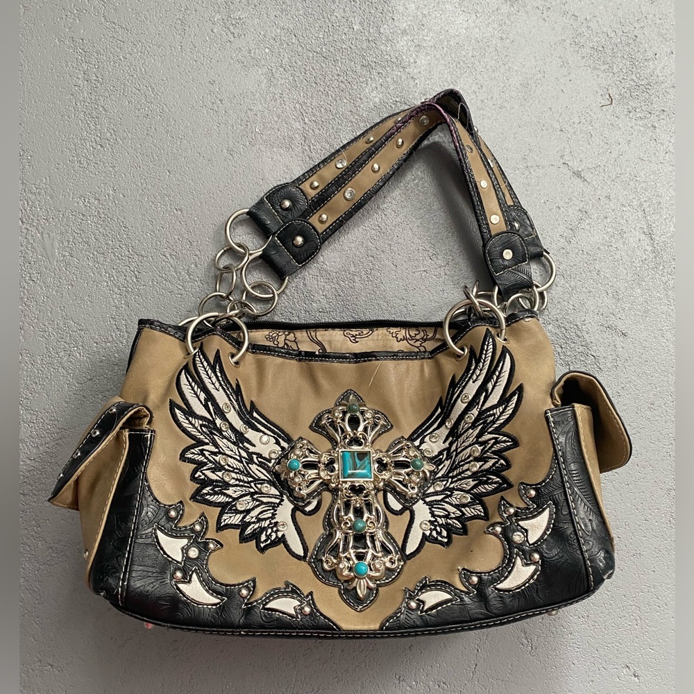 Rhinestone Cross conceal carry purse